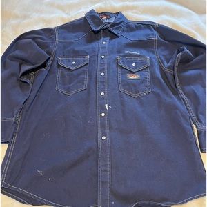 Radsco FR Denim Western Snap Front Shirt 10oz Navy Blue XL